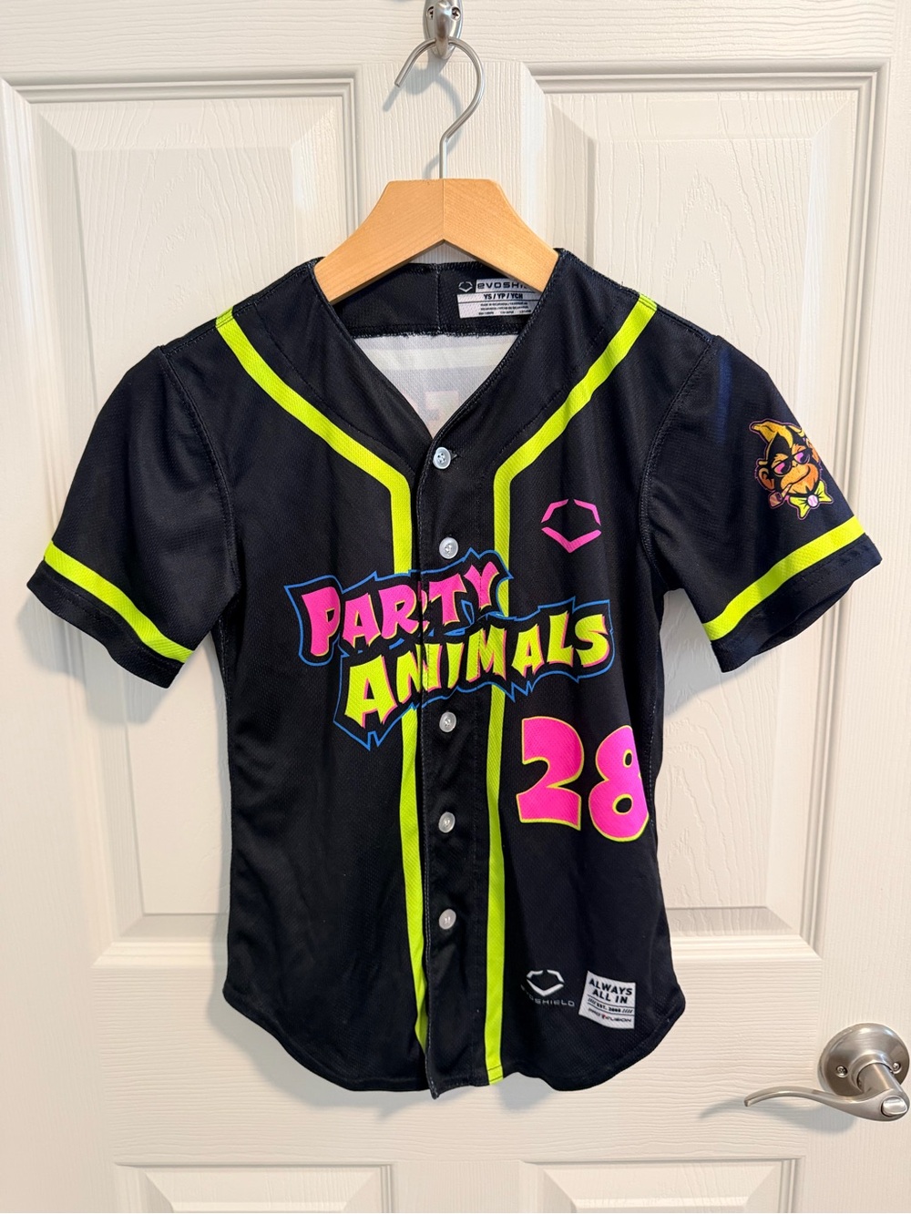 Party Animals Kids' Black Jersey with Neon Trim and Pink Accents